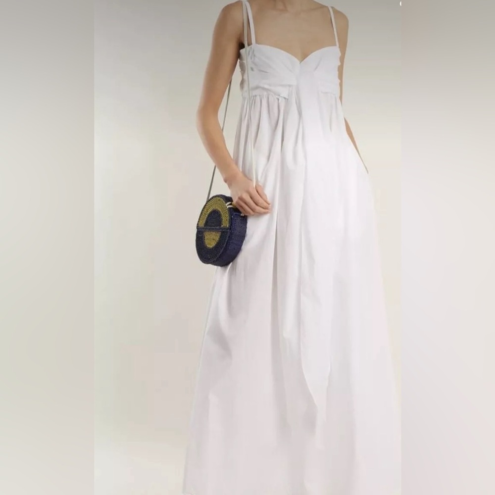 THREE GRACES LONDON White Cotton SOLD OUT ADELE Tie front/back dress - Picture 2 of 16